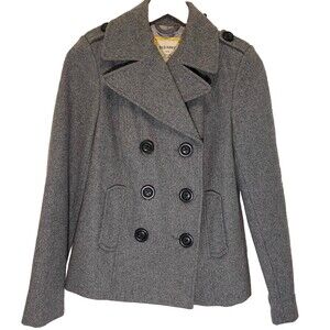 OLD NAVY Double Breasted Long Sleeve Wool Blend Gray Pea Coat Women's Sz S